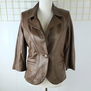 Arden B Chocolate Brown Genuine Lamb Leather Y2K Vintage Jacket